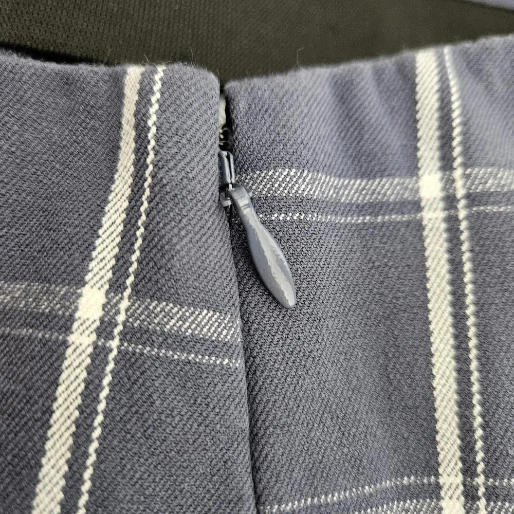 A New Day Straight Ankle Dress Pants Navy Blue Windowpane Plaid High Rise - Picture 3 of 6